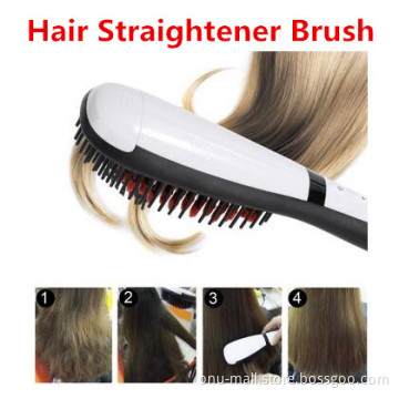 Hair Straightening Brush with LCD Display and Ceramic Coating Plate Straightener Comb
